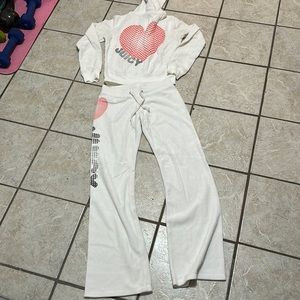 Vintage Matching Snow White Velour Juicy Tracksuit Set